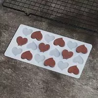 Силиконовый мат для отливки шоколада "Мини сердечки"
