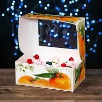 Коробка на 6 капкейков "Апельсины" 25*17*10 см