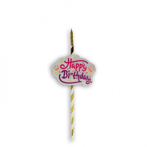 Топпер-свеча "Happy Birthday хлопушка" с подсветкой