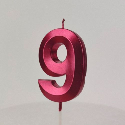 Свеча цифра "9", красная Свеча цифра "9", красная