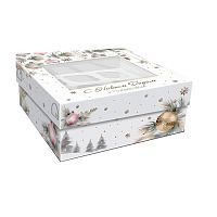 Коробка для 9 капкейков "Снежный праздник" 25*25*10см