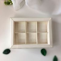 Коробка для 6 конфет, белая с прозрачной крышкой  14,7*10*3см