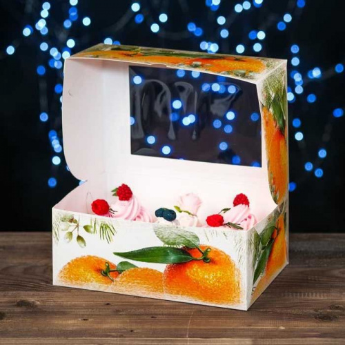 Коробка на 6 капкейков "Апельсины" 25*17*10 см Коробка на 6 капкейков "Апельсины" 25*17*10 см