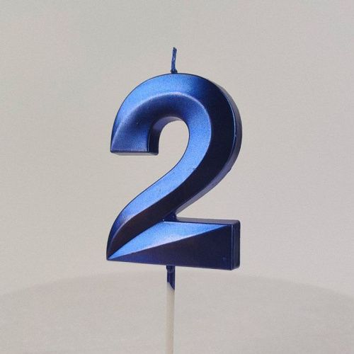 Свеча цифра "2", синяя Свеча цифра "2", синяя