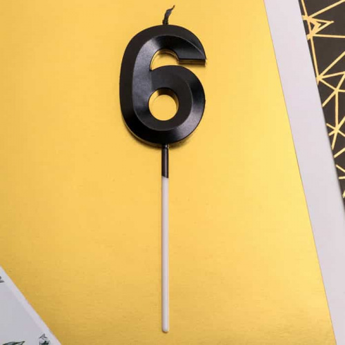 Свеча цифра "6", черная