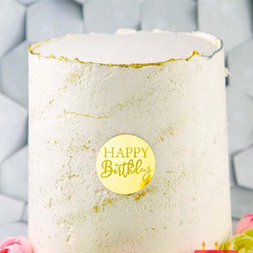 Зеркальный акриловый топпер "Бирка Happy Birthday", золото, 1шт. фото 2 Зеркальный акриловый топпер "Бирка Happy Birthday", золото, 1шт. фото 2