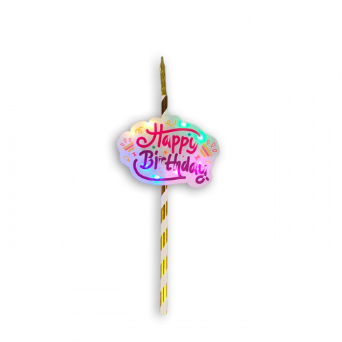 Топпер-свеча "Happy Birthday хлопушка" с подсветкой фото 2